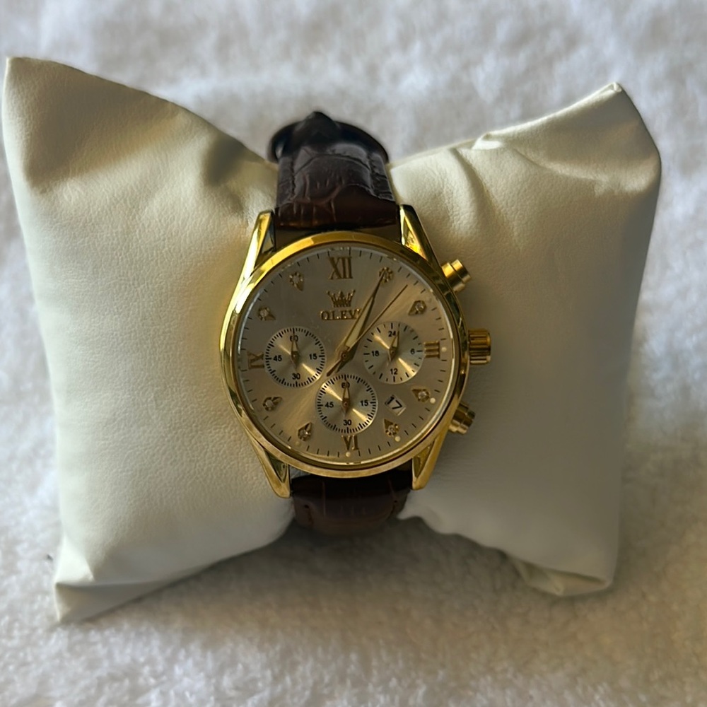 OLEVS Gold and Brown Watch